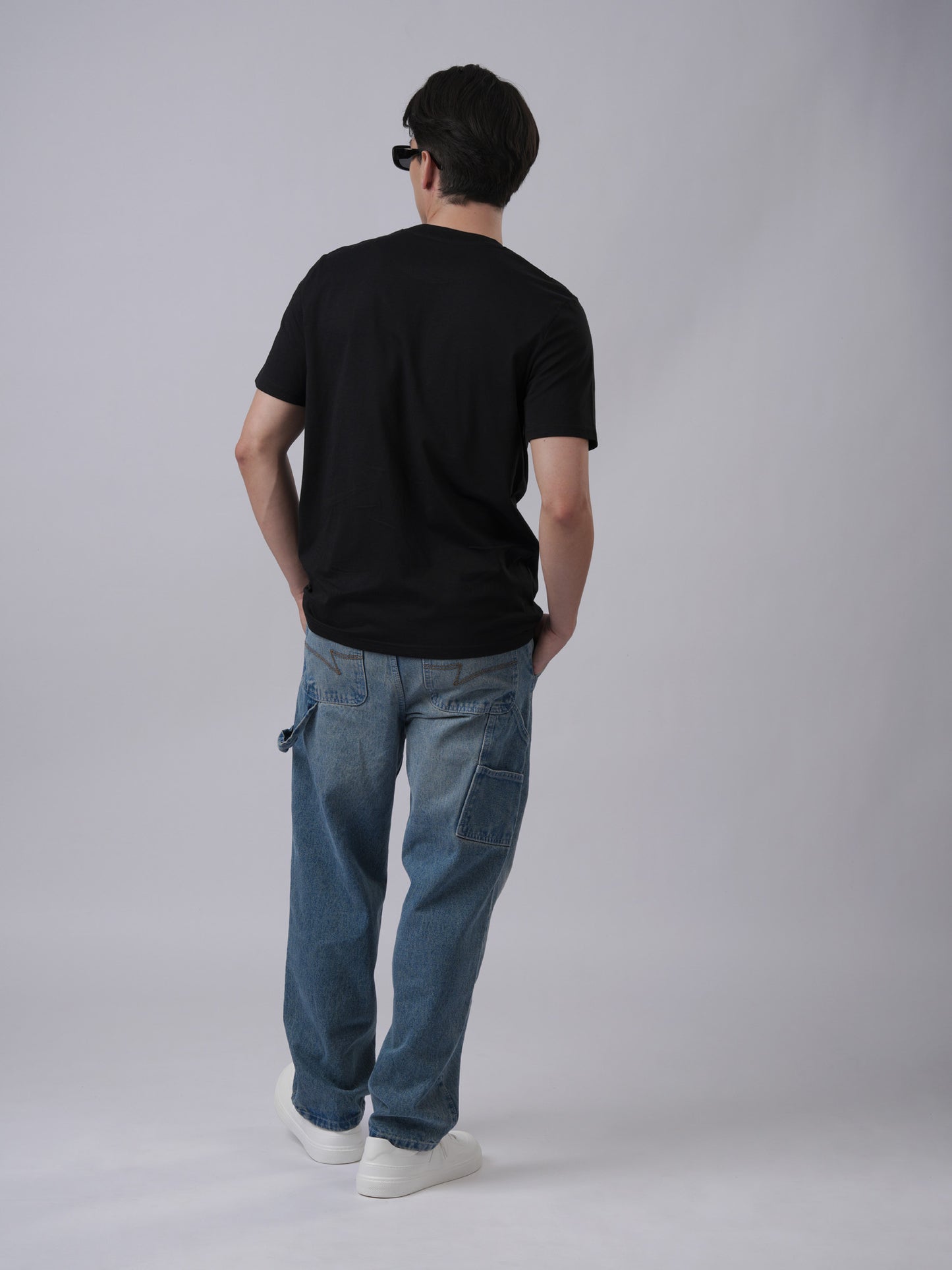 Men's everyday wear regular fit printed black tshirt - back view - Lexanber UK