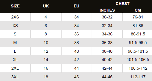 Mens hoodie size chart
