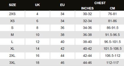 Mens hoodie size chart