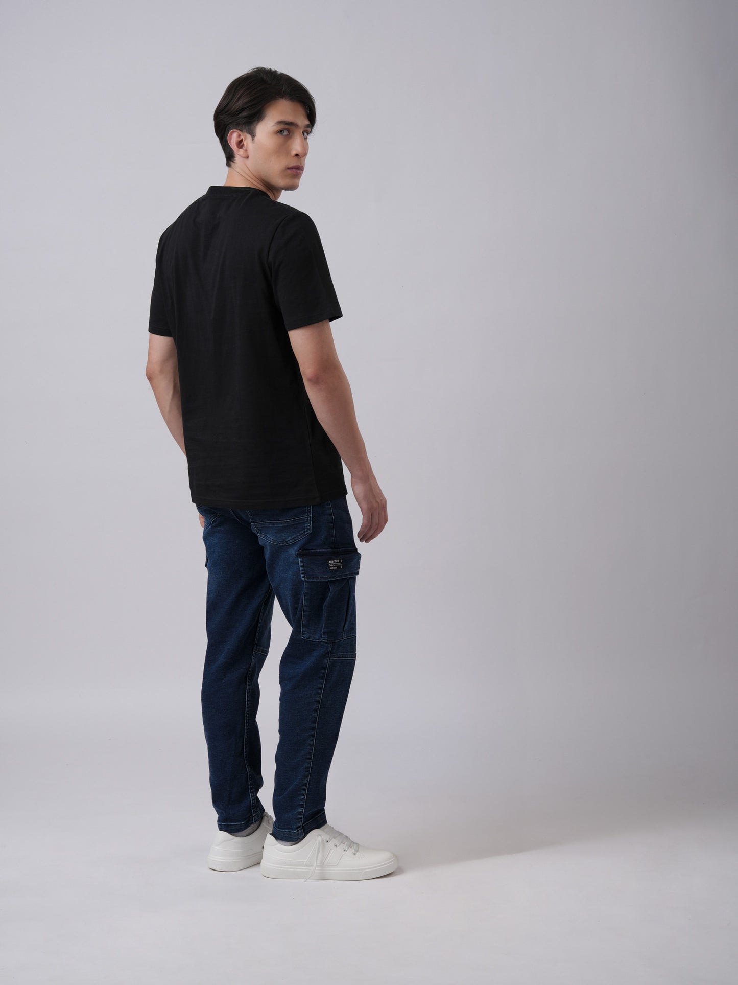 Men's everyday wear regular printed black tshirt - back view - Lexanber UK