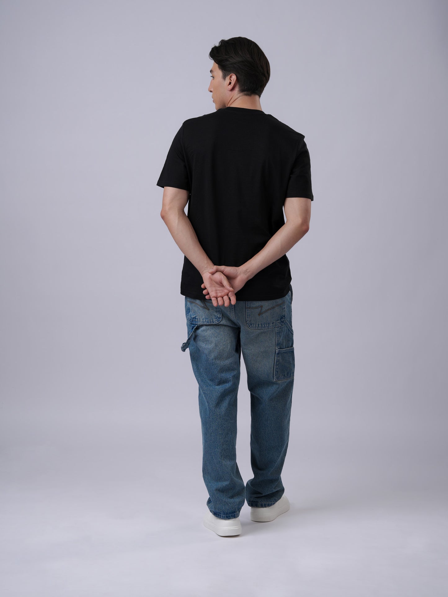 Men's everyday wear regular fit printed black tshirt - back view - Lexanber UK