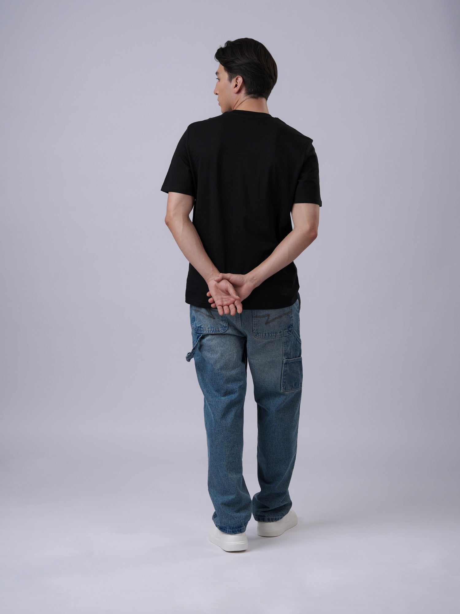 Men's everyday wear regular fit printed black tshirt - back view - Lexanber UK