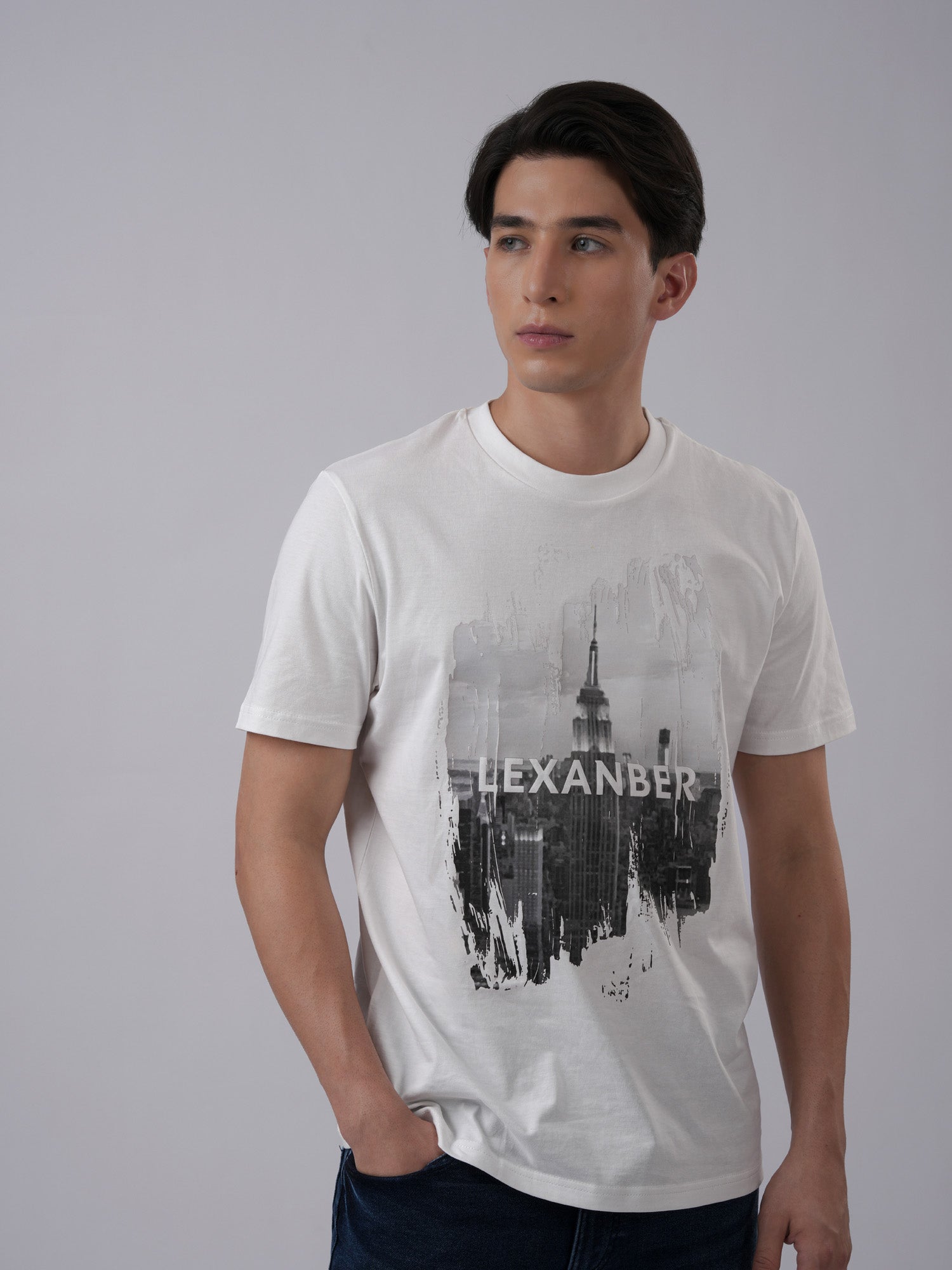New York Graphic regular fit t-shirt in crisp white - front view - Lexanber UK