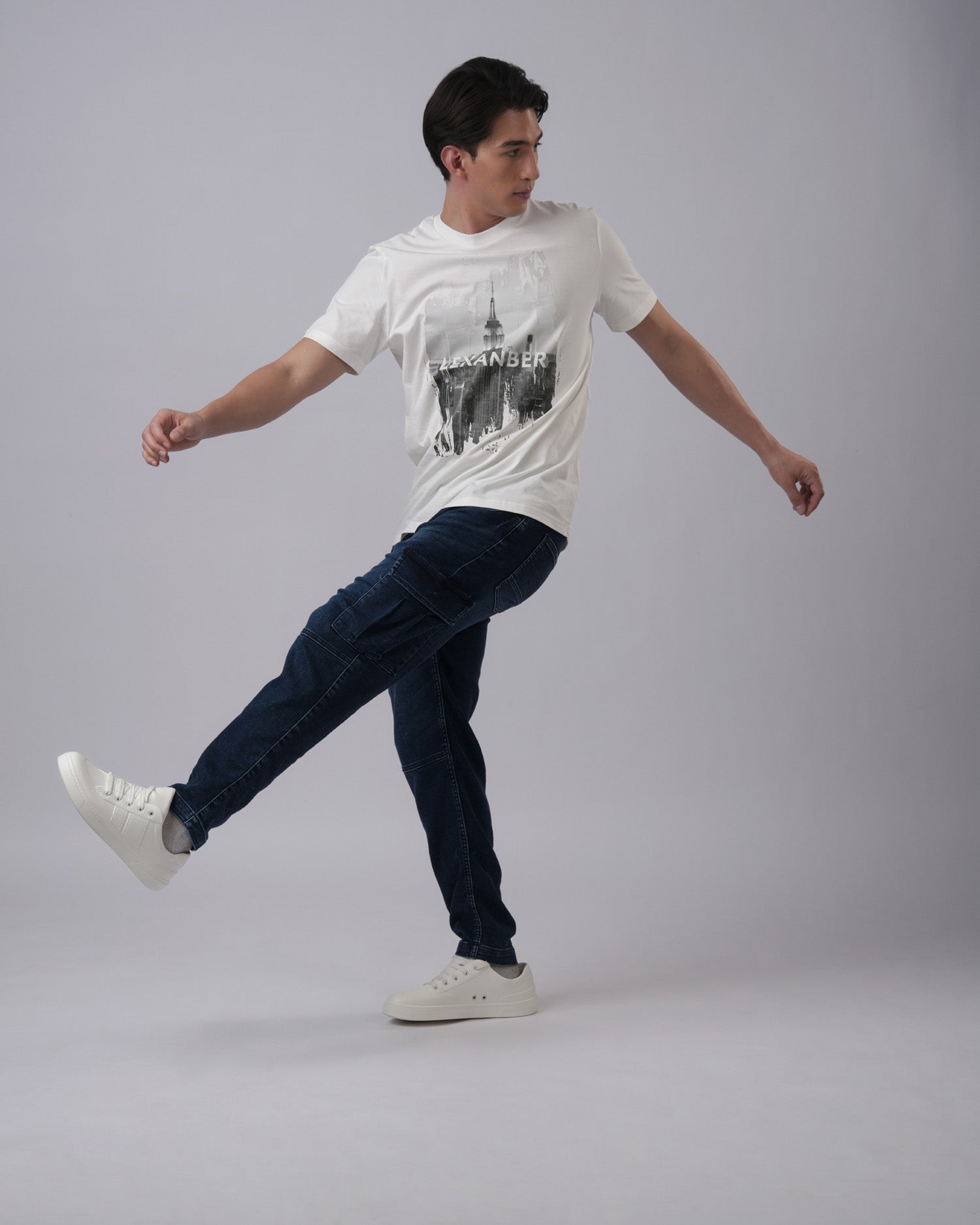 Men's regular street wear graphic printed organic cotton tshirt - front view3 - Lexanber UK