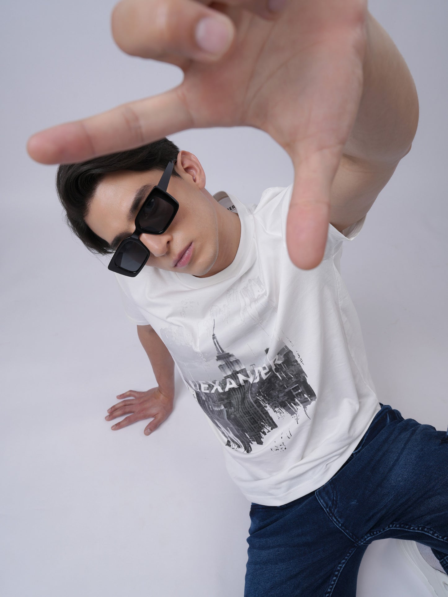 Men's regular street wear NewYork graphic printed organic cotton tshirt - front view4 - Lexanber UK