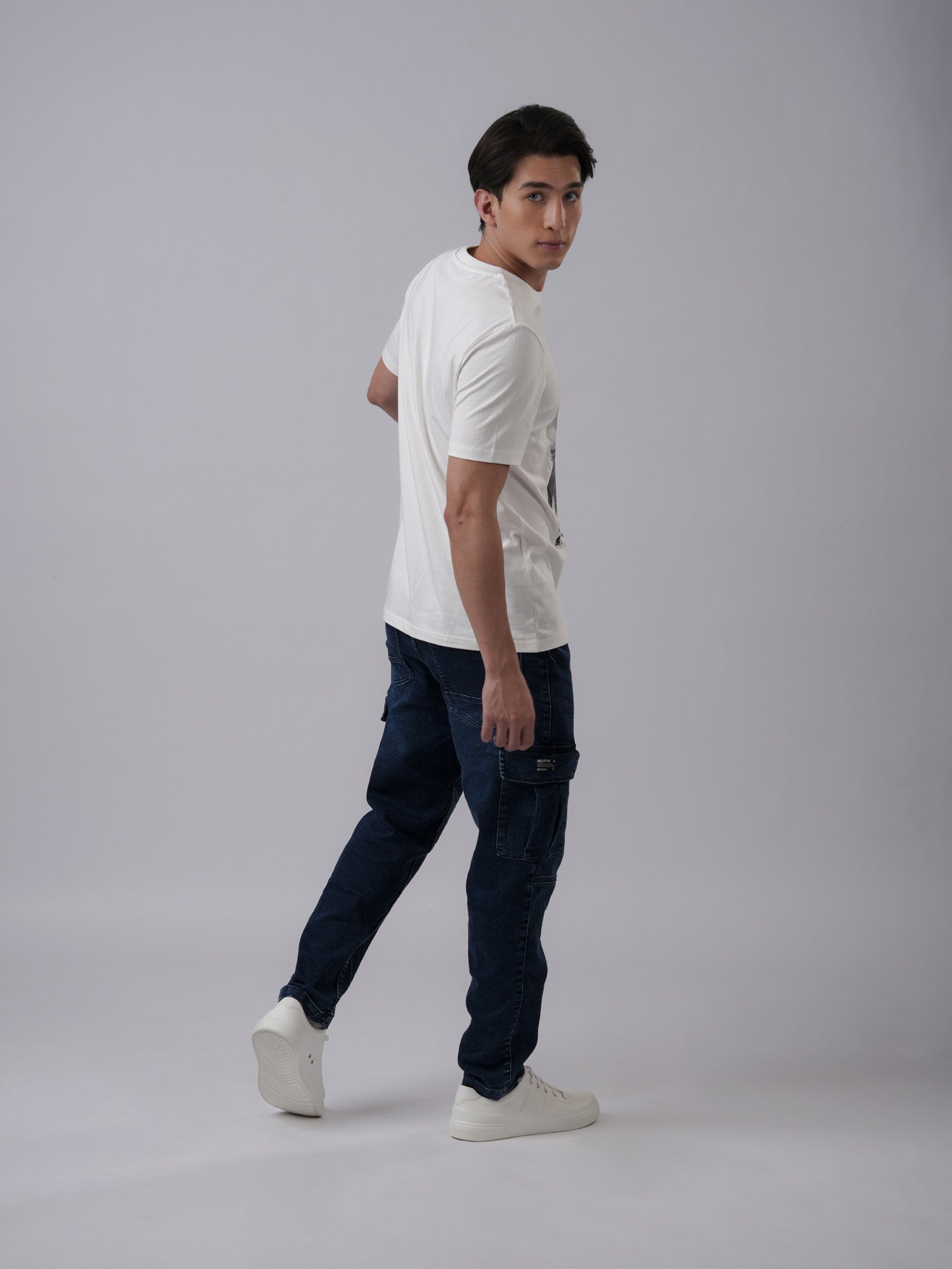 Men's regular everyday wear graphic printed organic cotton tshirt - side view - Lexanber UK