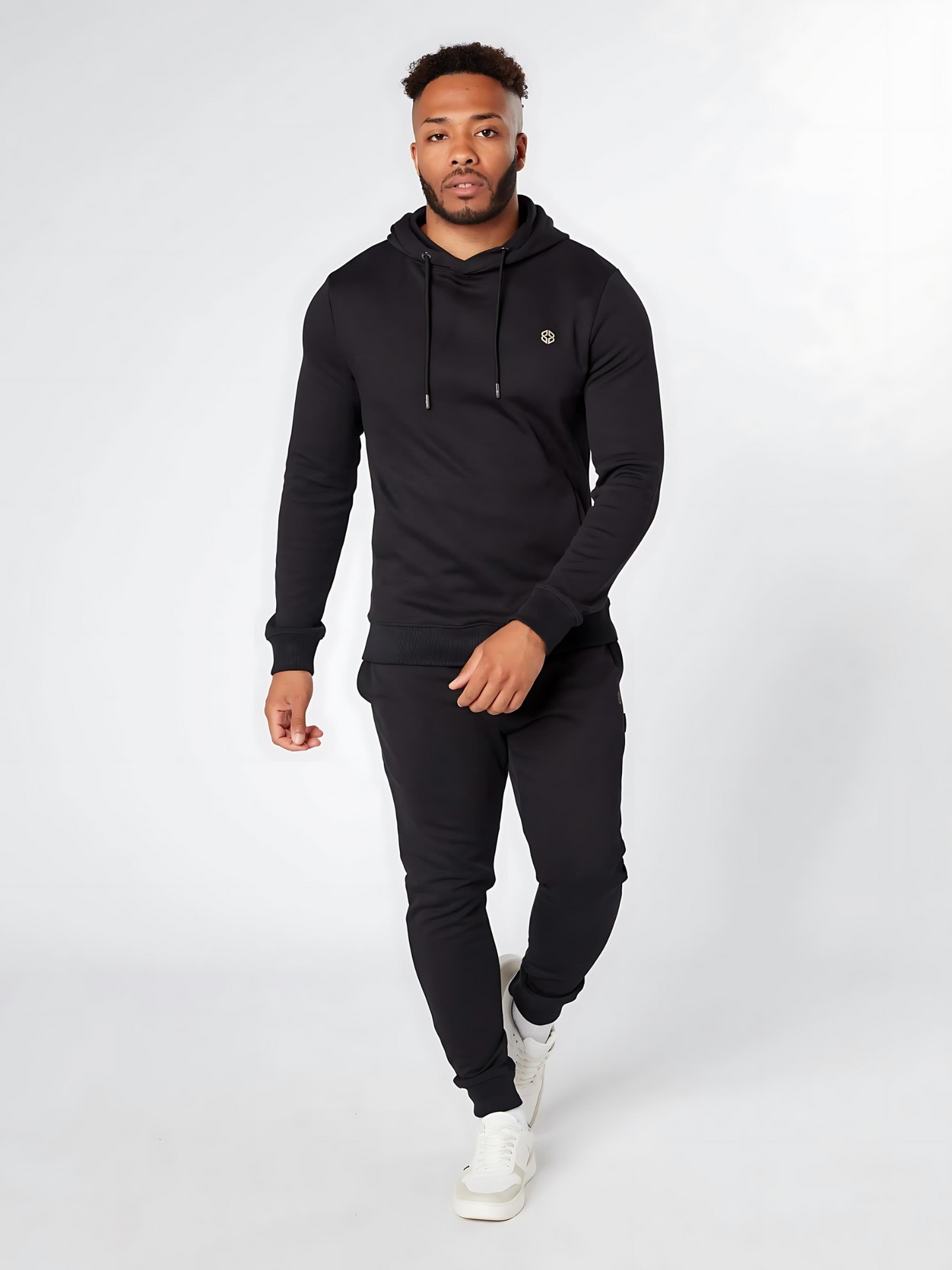 Model wearing mens slim fit daily wear soft hoodie - Lexanber UK