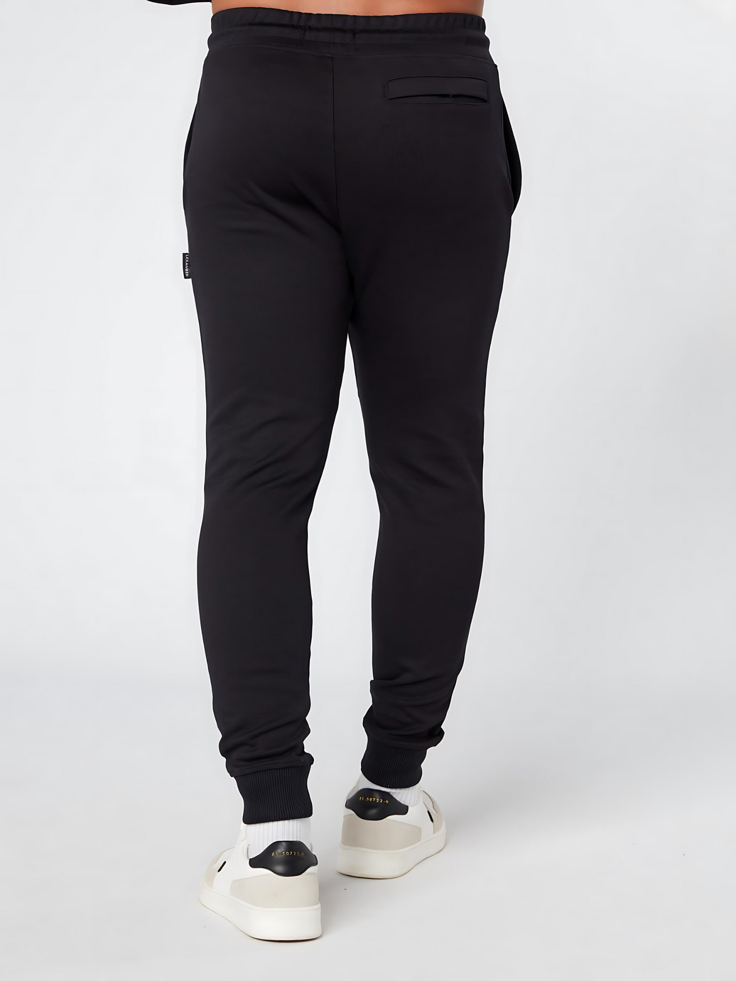 Mens slim fit daily wear black jogger - back view - Lexanber UK