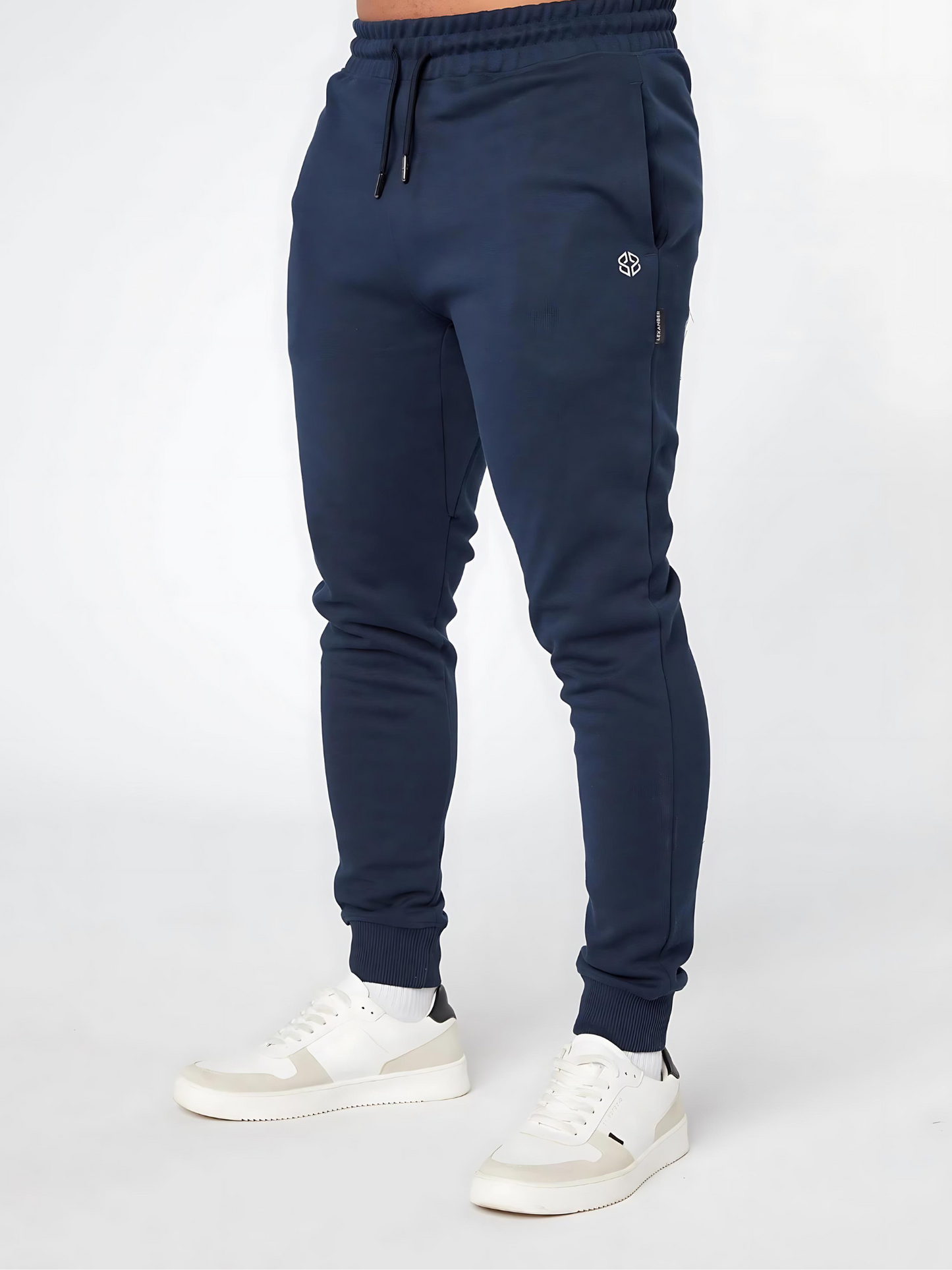 Lexanber Men's Slim Fit Joggers in Dark Blue - premium organic cotton blend with tailored fit