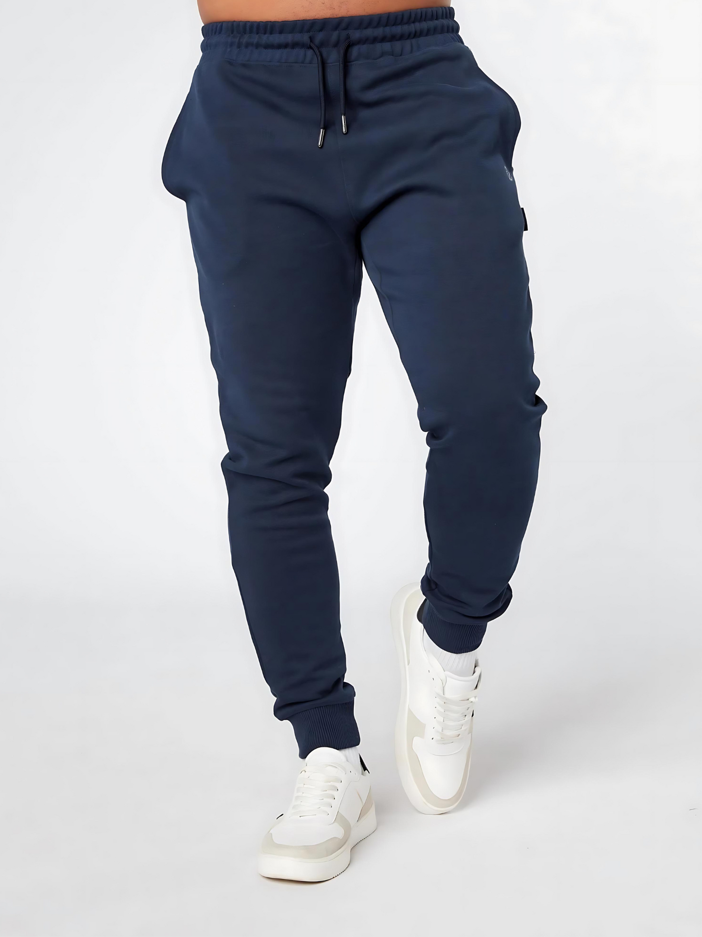 Slim fit mens street wear jogger in darkblue - front view - Lexanber UK