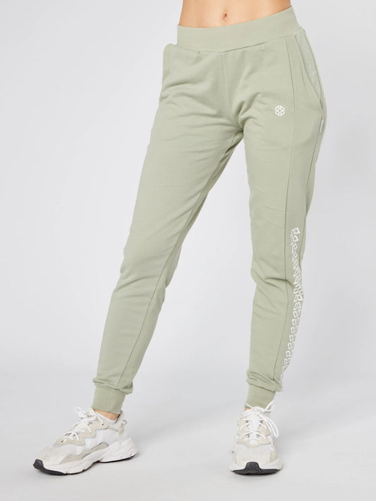 Slim fit womens casual wear soft jogger in sage green - front view - Lexanber UK